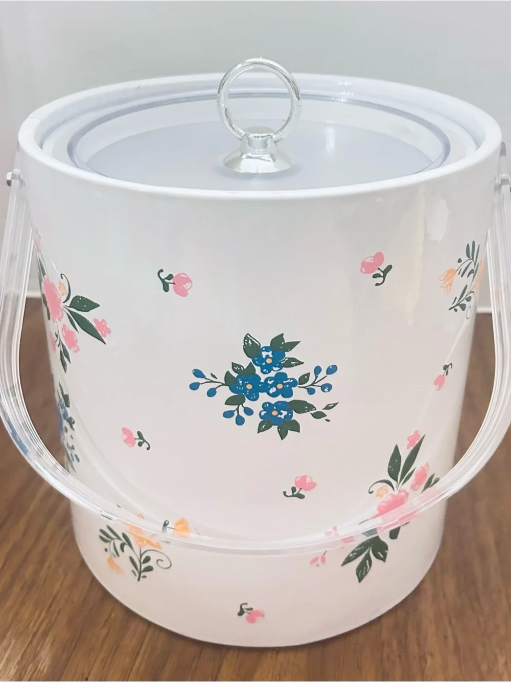 Vintage Coquette Girl Floral Cottagecore Ice Bucket with Clear Lid and Handle